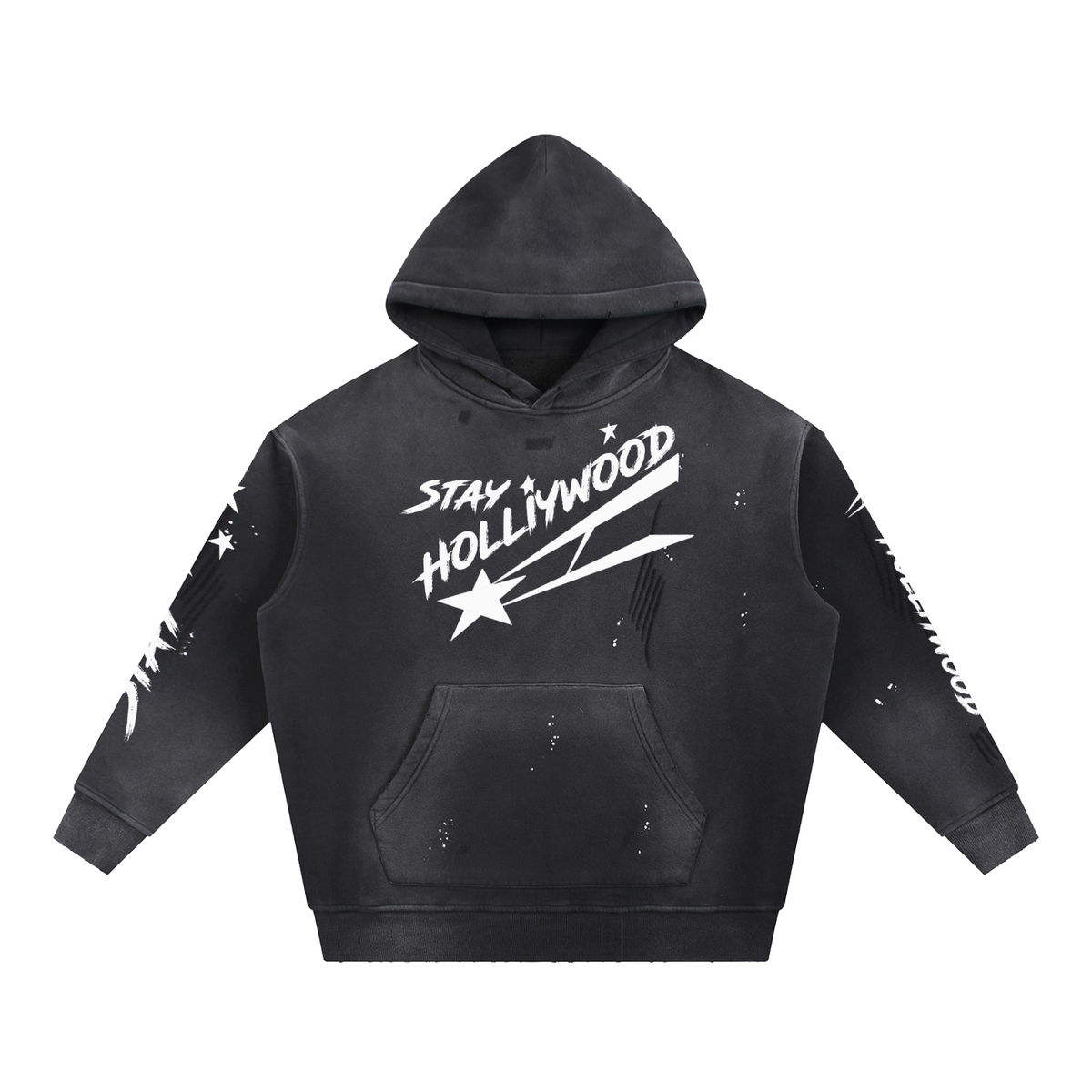 Vintage Washed Frayed Fleece Hoodie