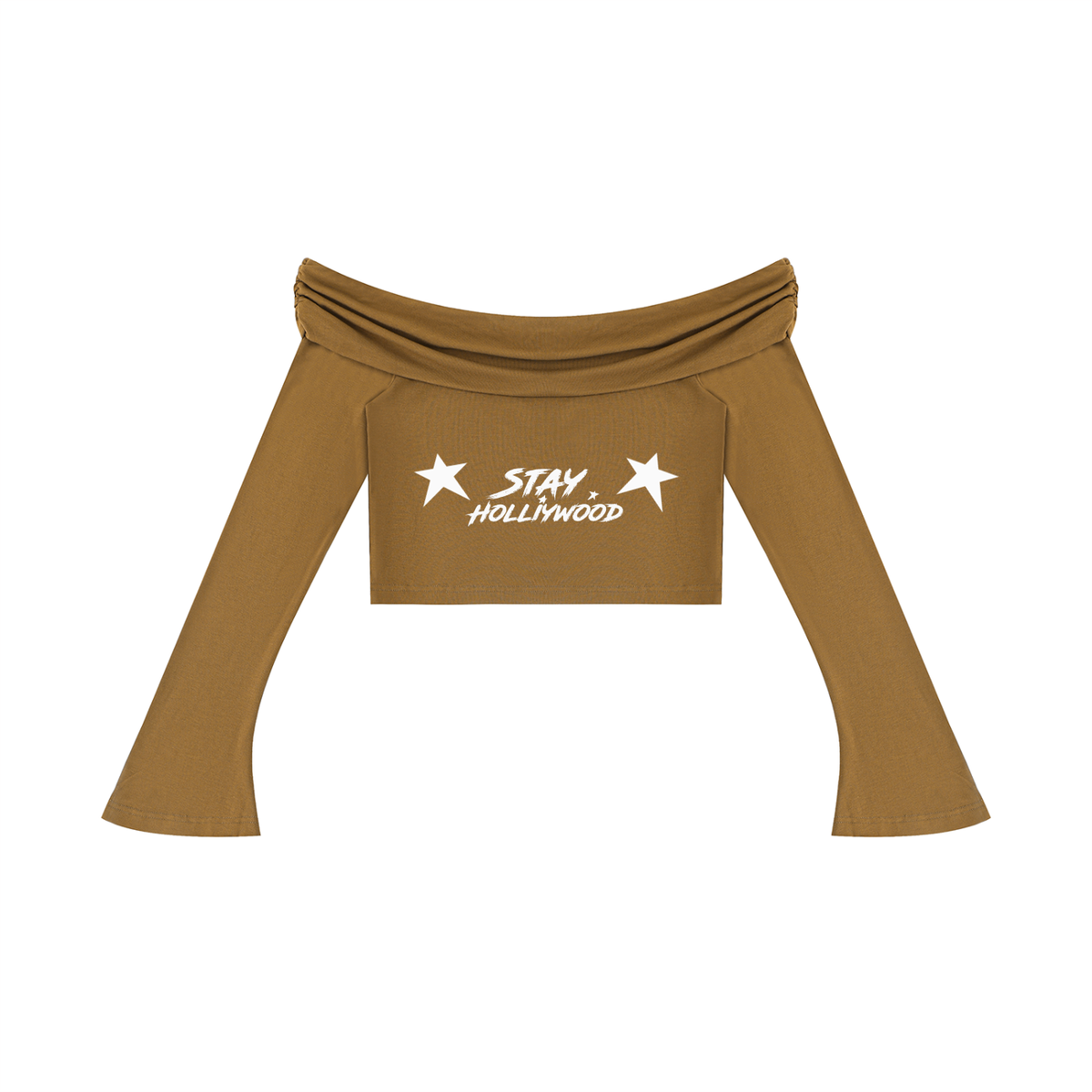 Women's Off-the-Shoulder Bell Sleeve Crop T-Shirt