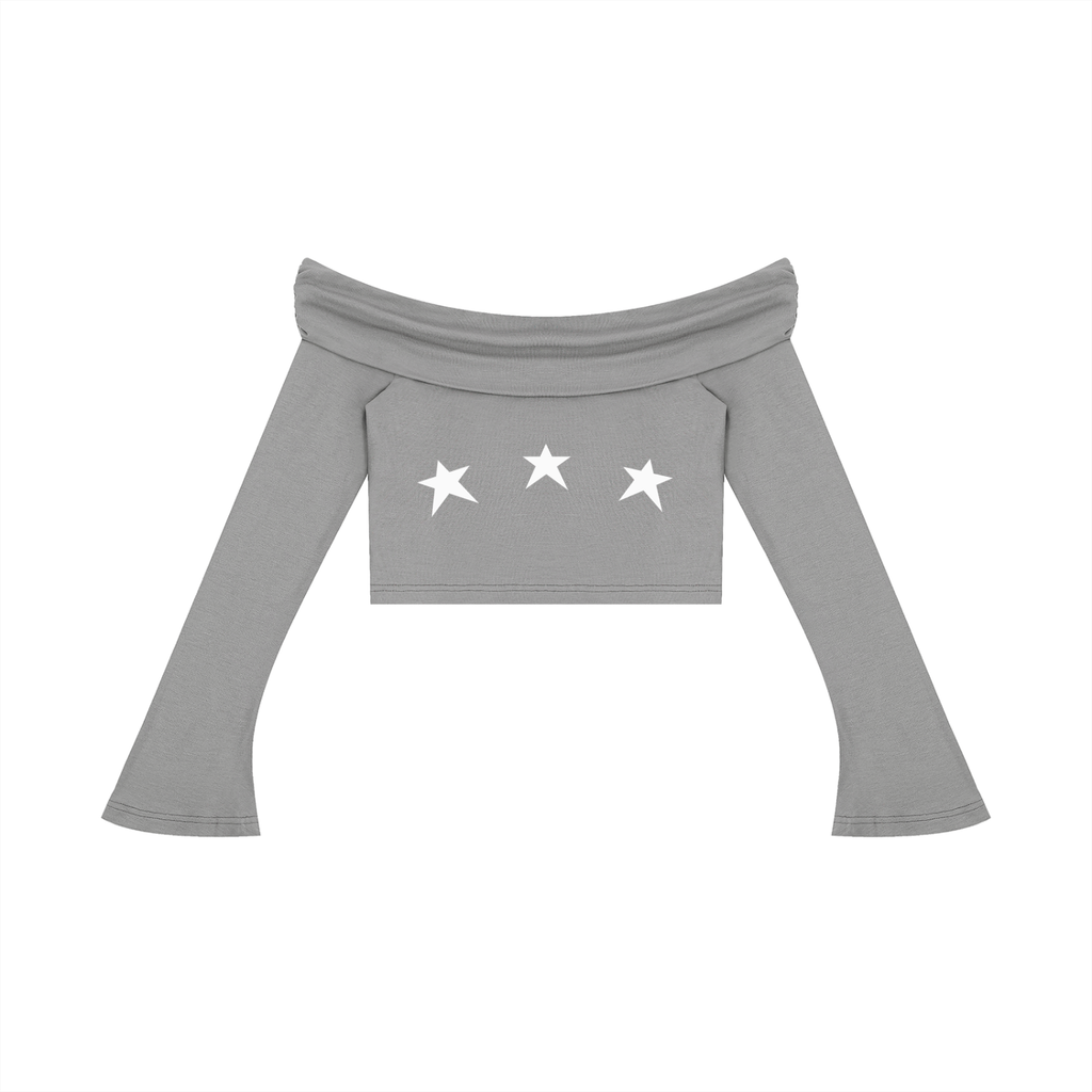 Women's Off-the-Shoulder Bell Sleeve Crop T-Shirt