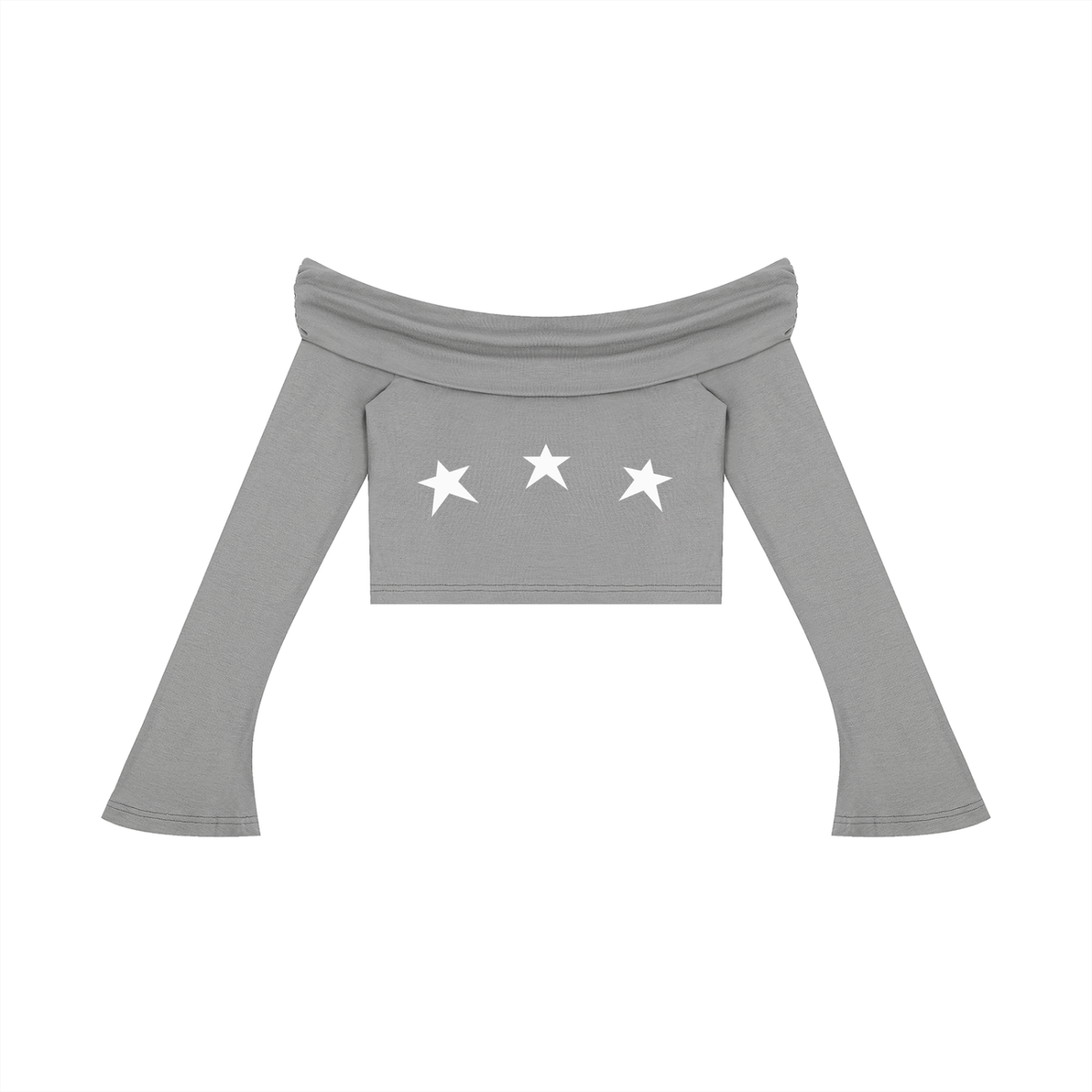 Women's Off-the-Shoulder Bell Sleeve Crop T-Shirt