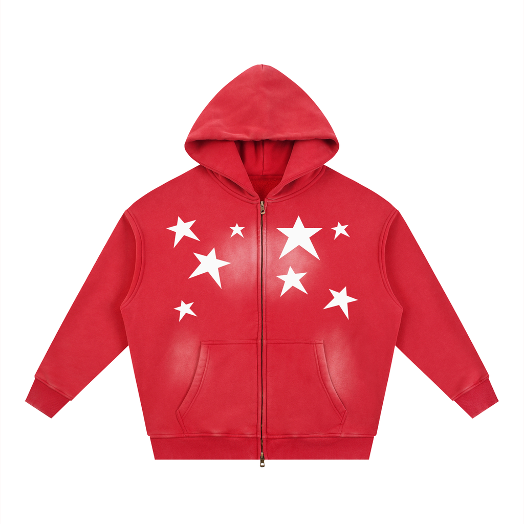 Sunfade Two-way Zipper Boxy Fleece Hoodie