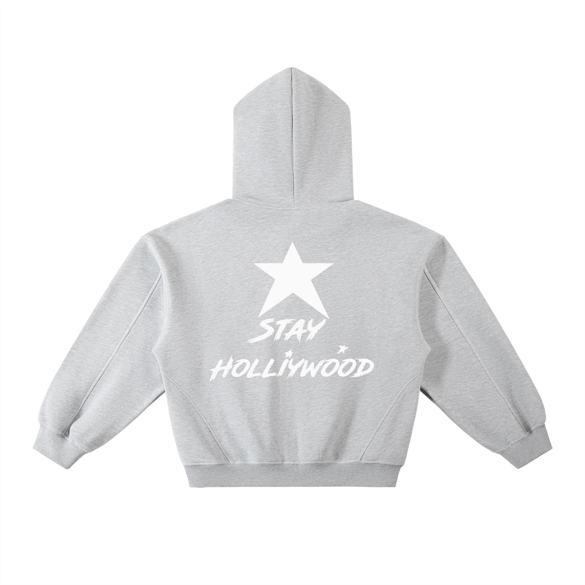 Contrast-Stitched Boxy Fleece Hoodie