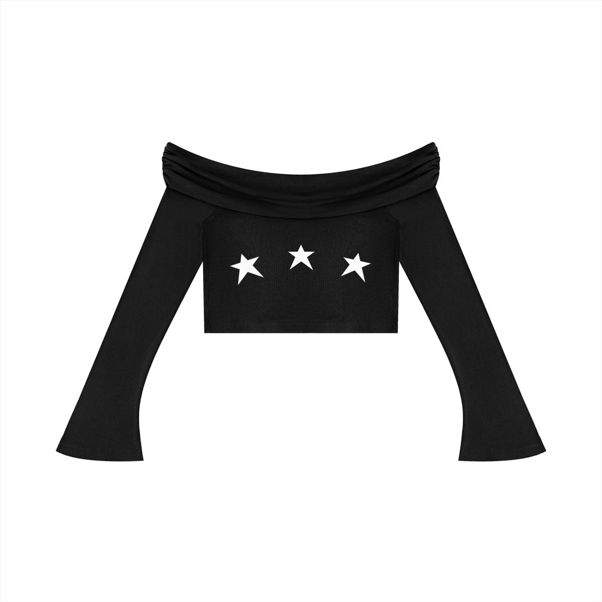 Women's Off-the-Shoulder Bell Sleeve Crop T-Shirt