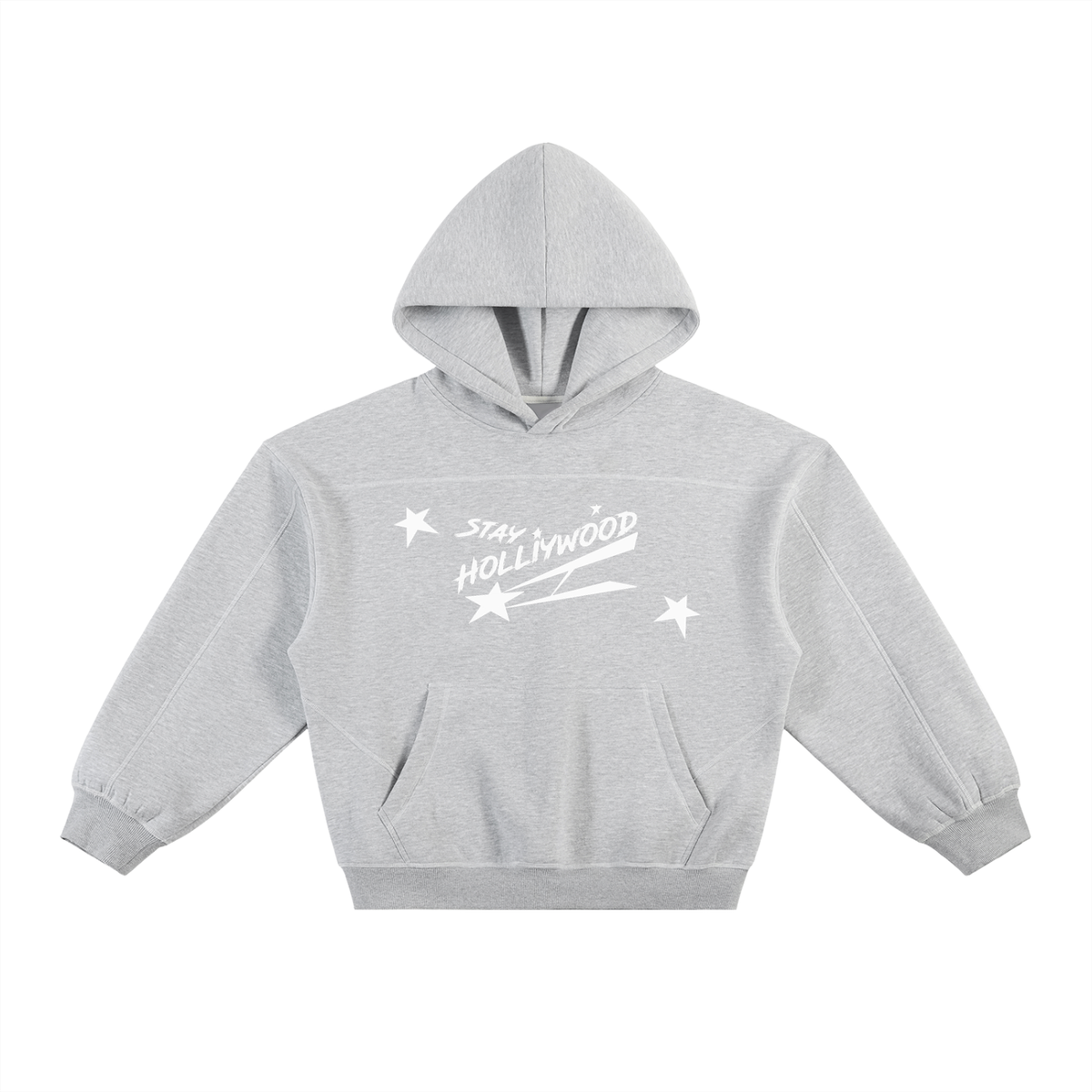 Contrast-Stitched Boxy Fleece Hoodie