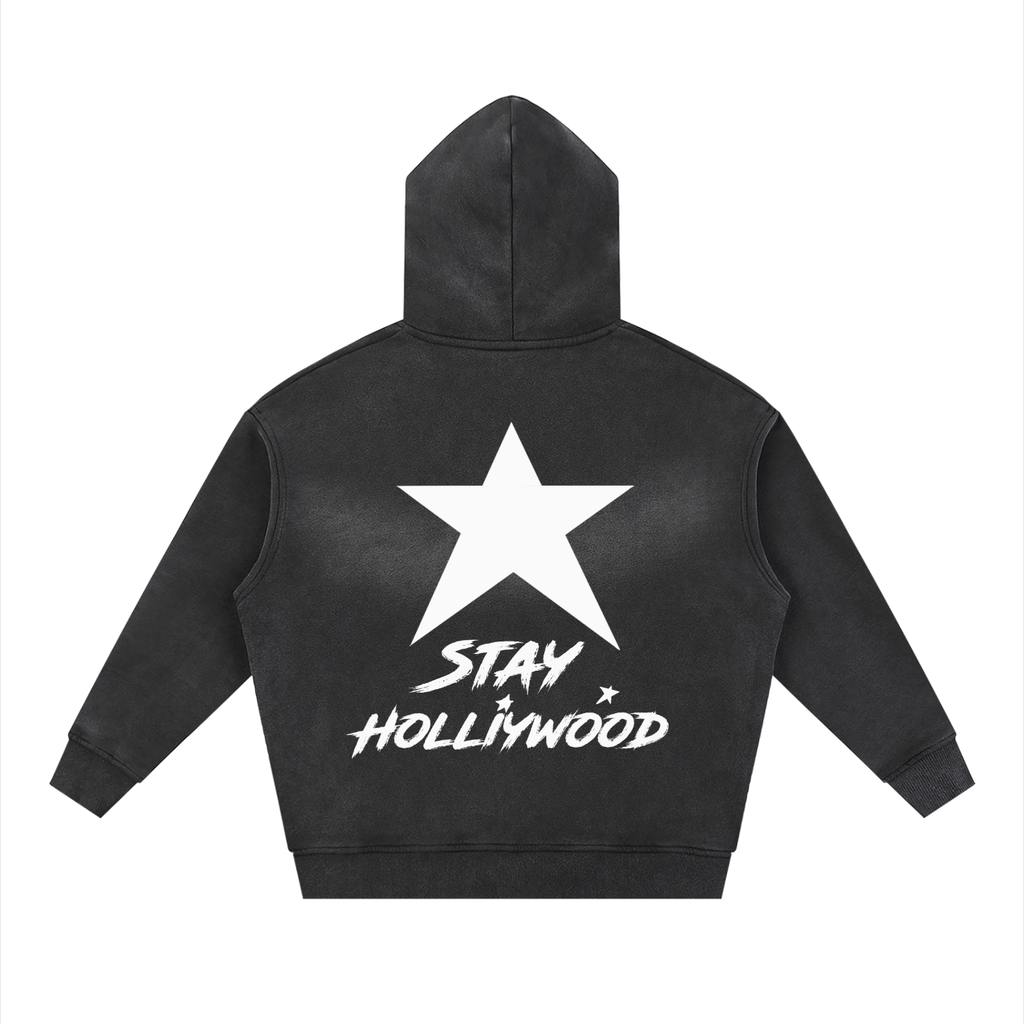 Sunfade Two-way Zipper Boxy Fleece Hoodie