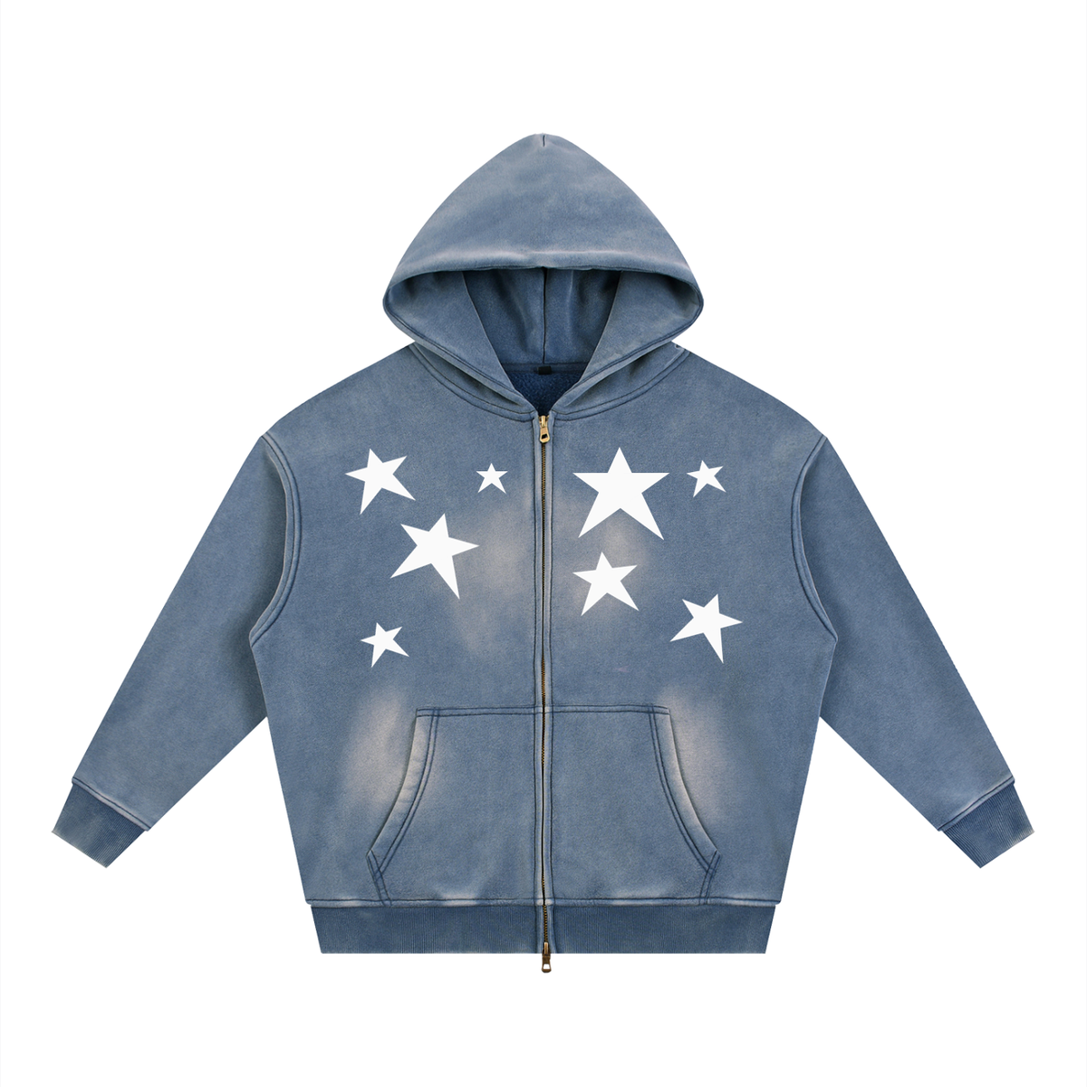 Sunfade Two-way Zipper Boxy Fleece Hoodie