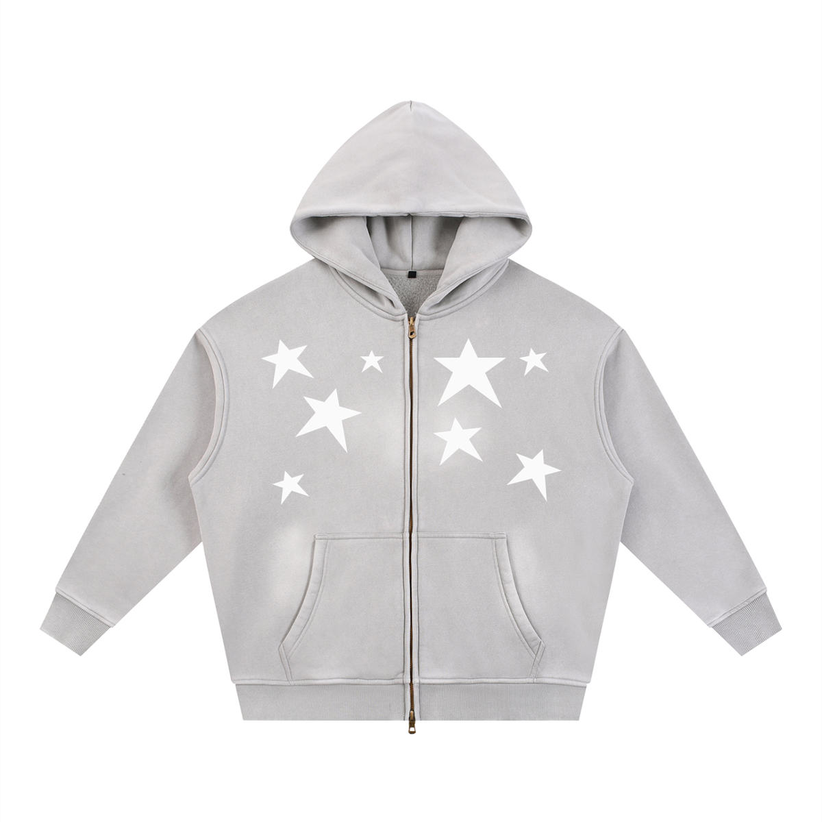 Sunfade Two-way Zipper Boxy Fleece Hoodie