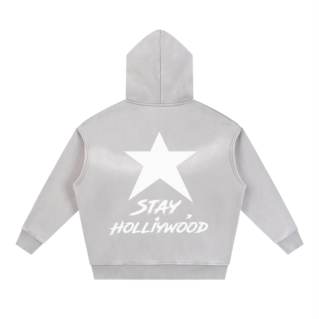 Sunfade Two-way Zipper Boxy Fleece Hoodie
