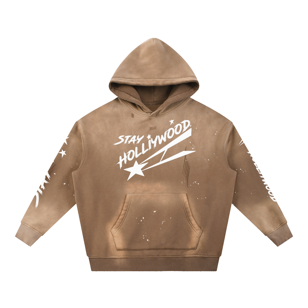 Vintage Washed Frayed Fleece Hoodie