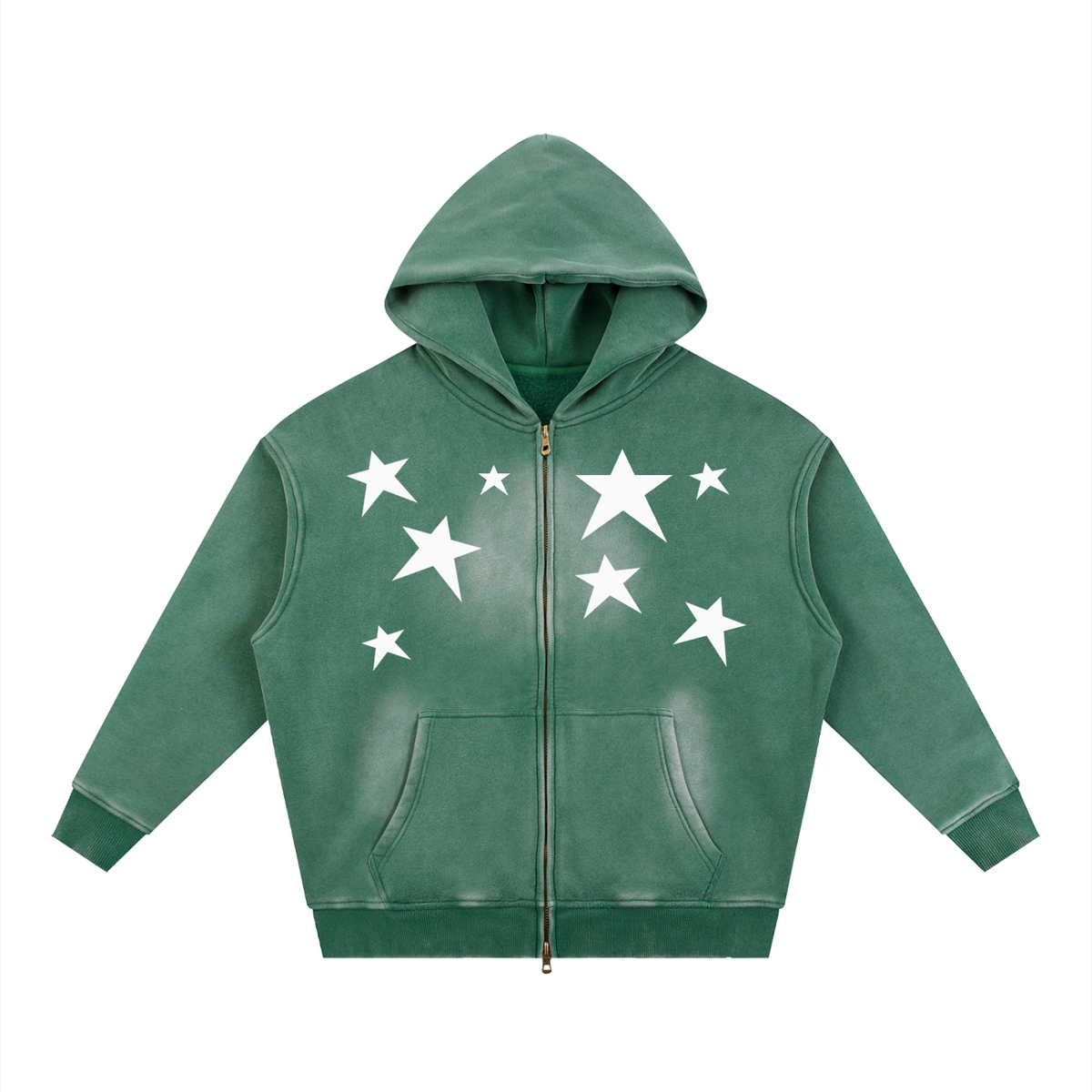 Sunfade Two-way Zipper Boxy Fleece Hoodie