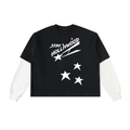 Layered Contrast Sleeve Cotton T-Shirt