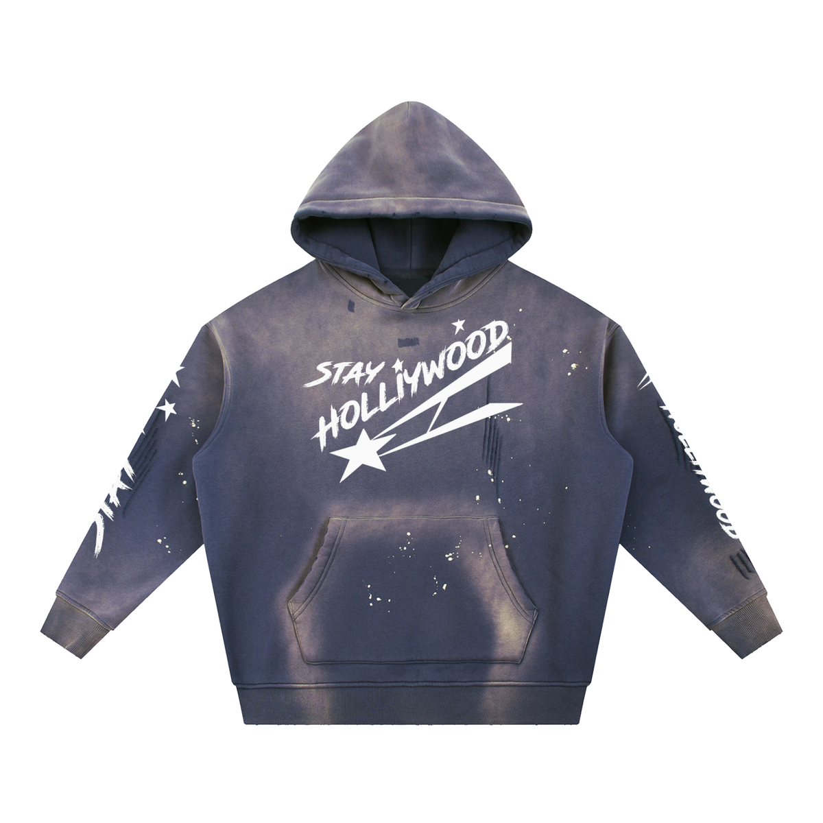 Vintage Washed Frayed Fleece Hoodie